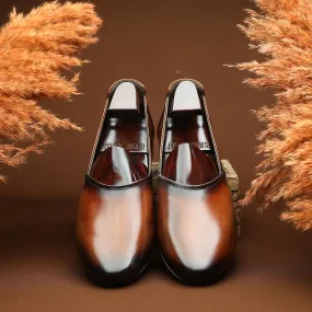 Tan Handpainted Patina King Slipons
