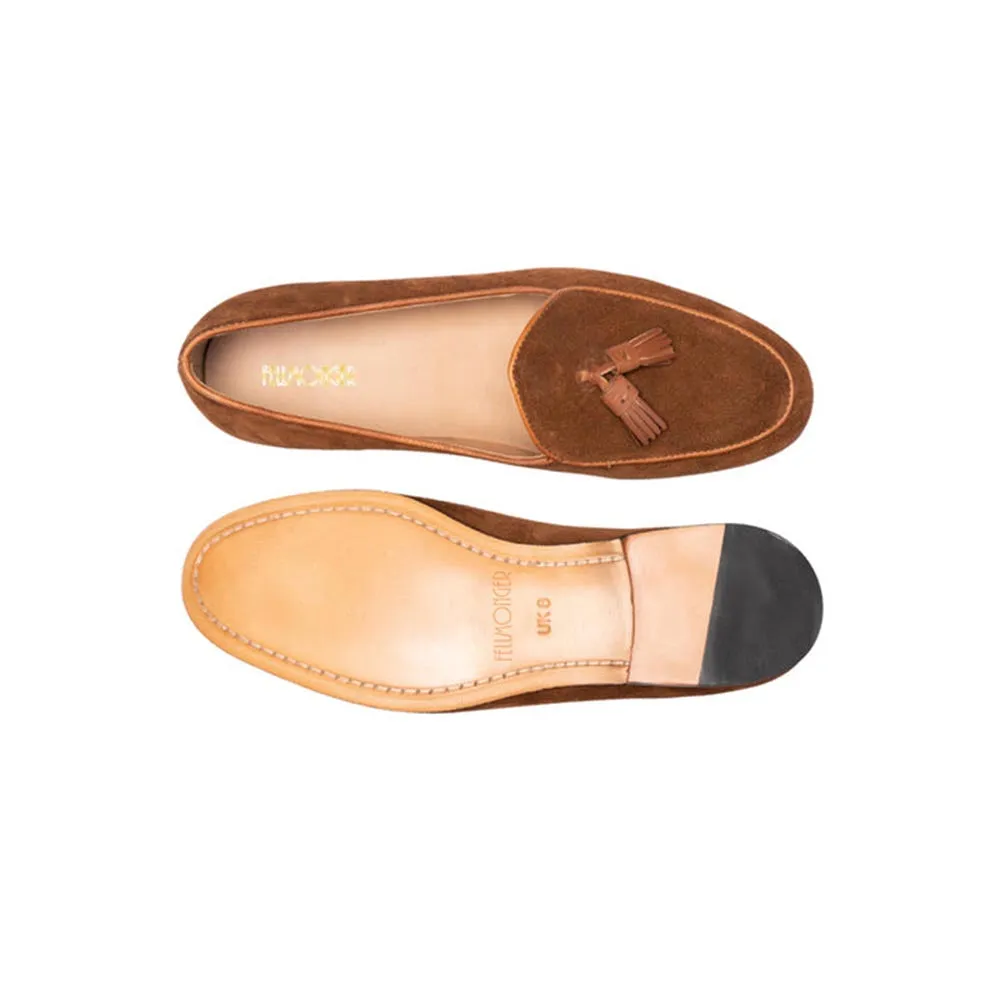Tan Suede Classic Belgian Tassel Slipons