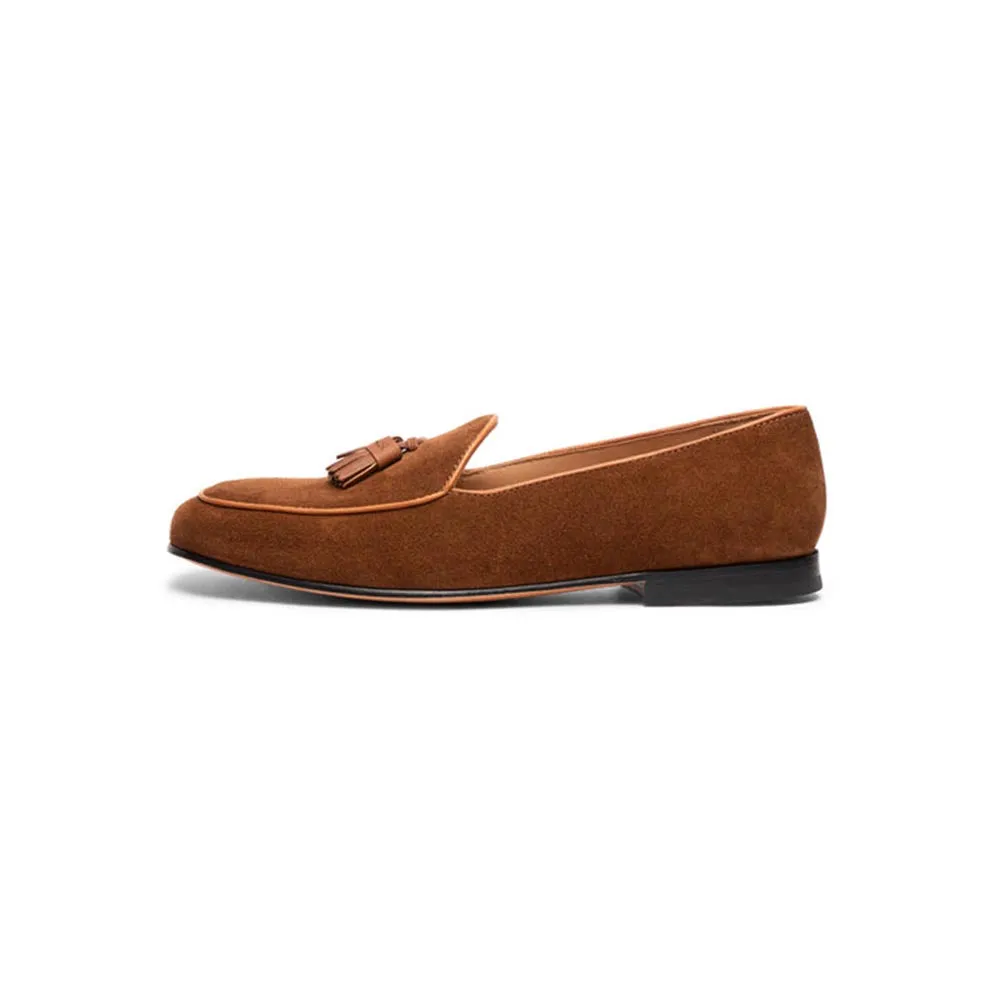 Tan Suede Classic Belgian Tassel Slipons