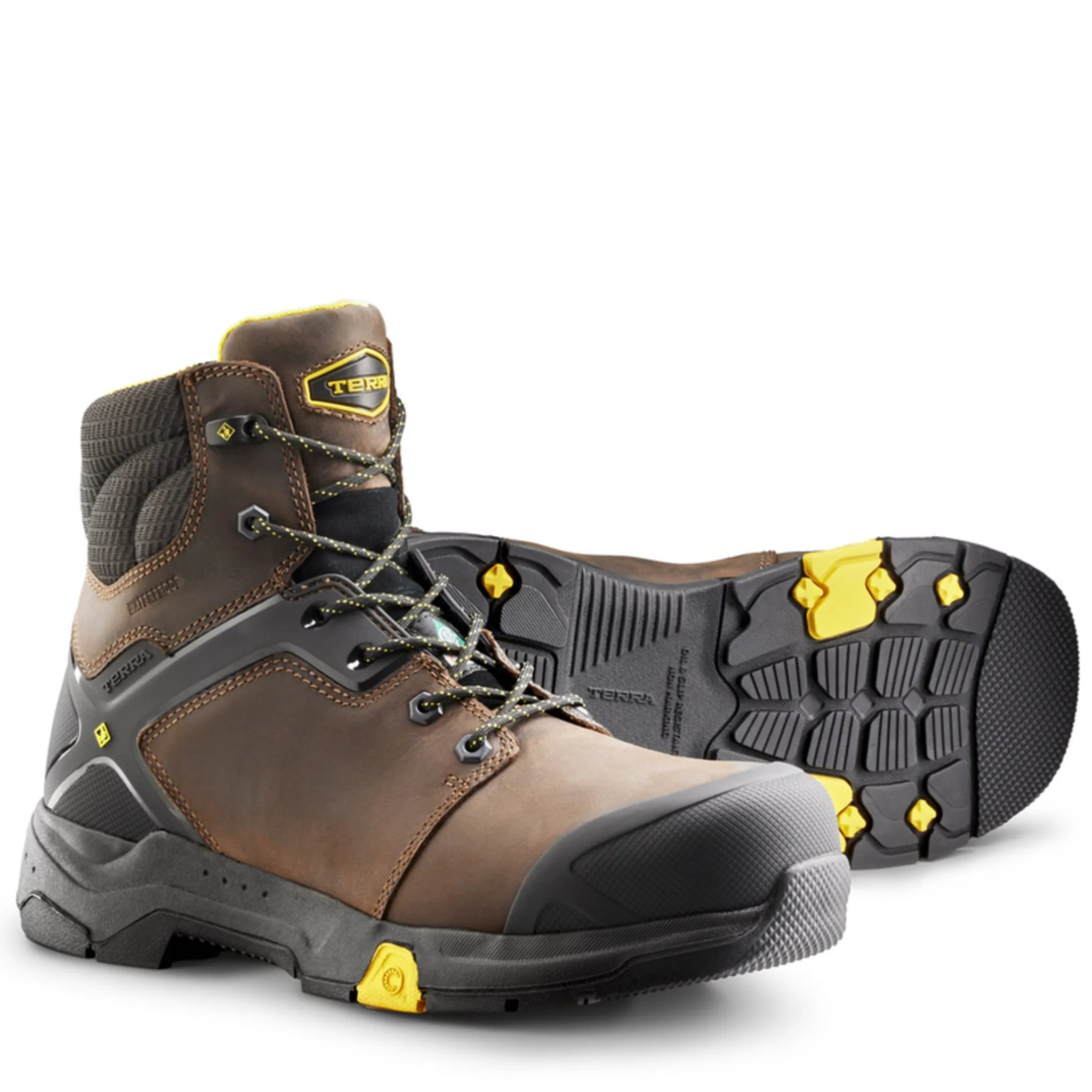 Terra Men's Carbine Safety Work Boots 6" Leather Waterproof Composite Toe | Sizes 7-15
