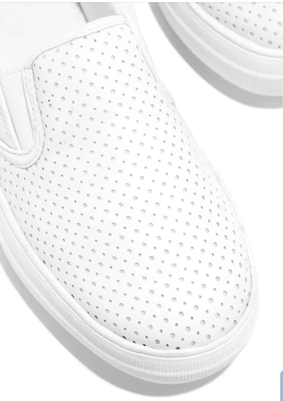 The Victoria Slip On Perforated  Platform White Sneakers