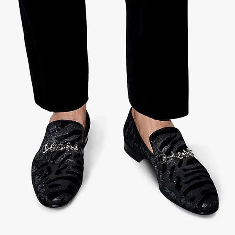 Zebra Suede Slip on Loafers