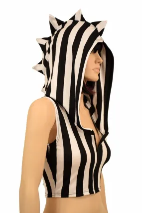Zebra Zipper Front Crop Top
