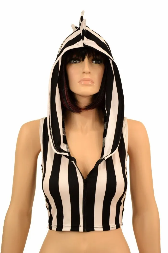 Zebra Zipper Front Crop Top